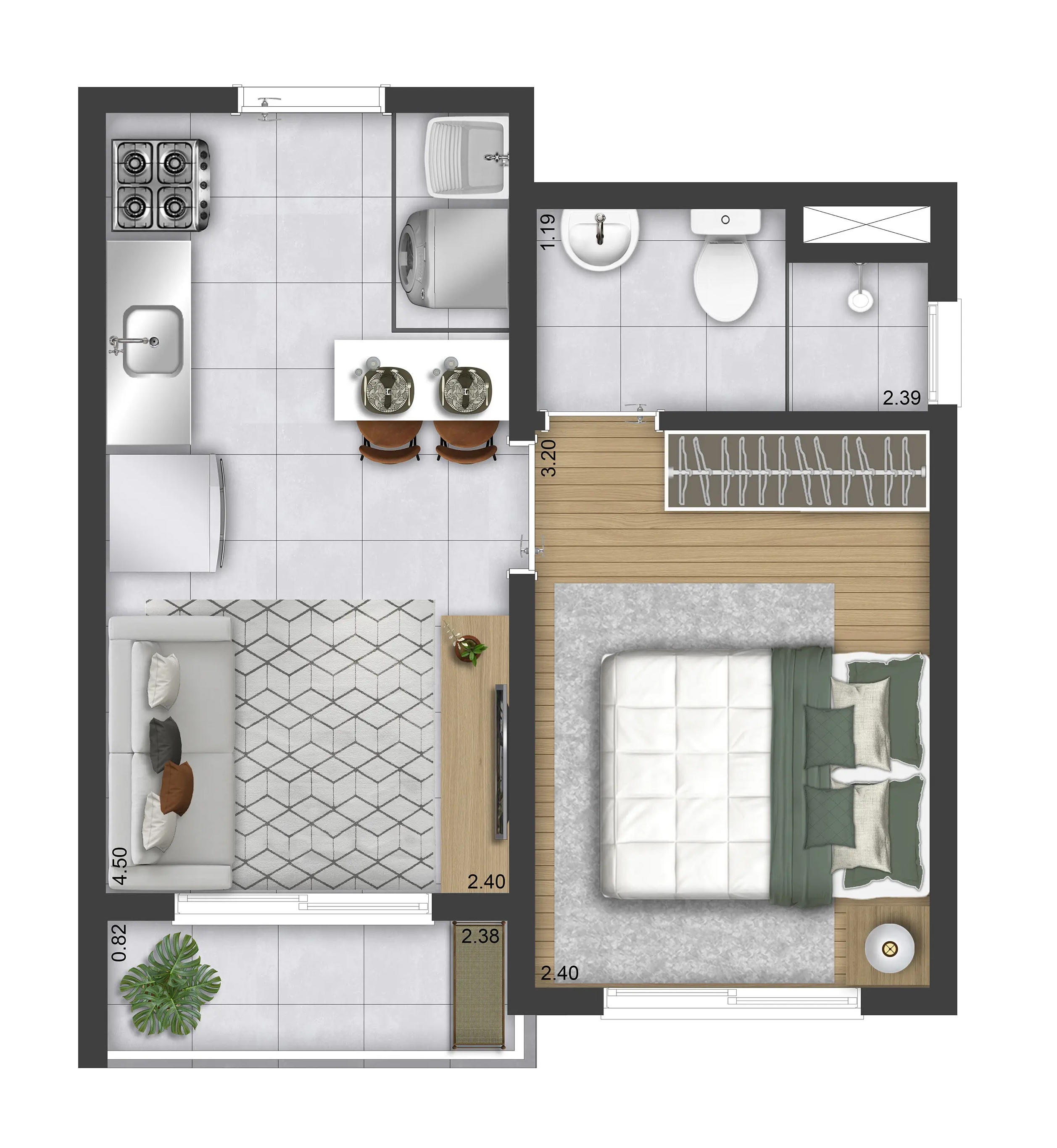 Planta 1 Dorm. - Torre A (Final 3) - 27,26m²